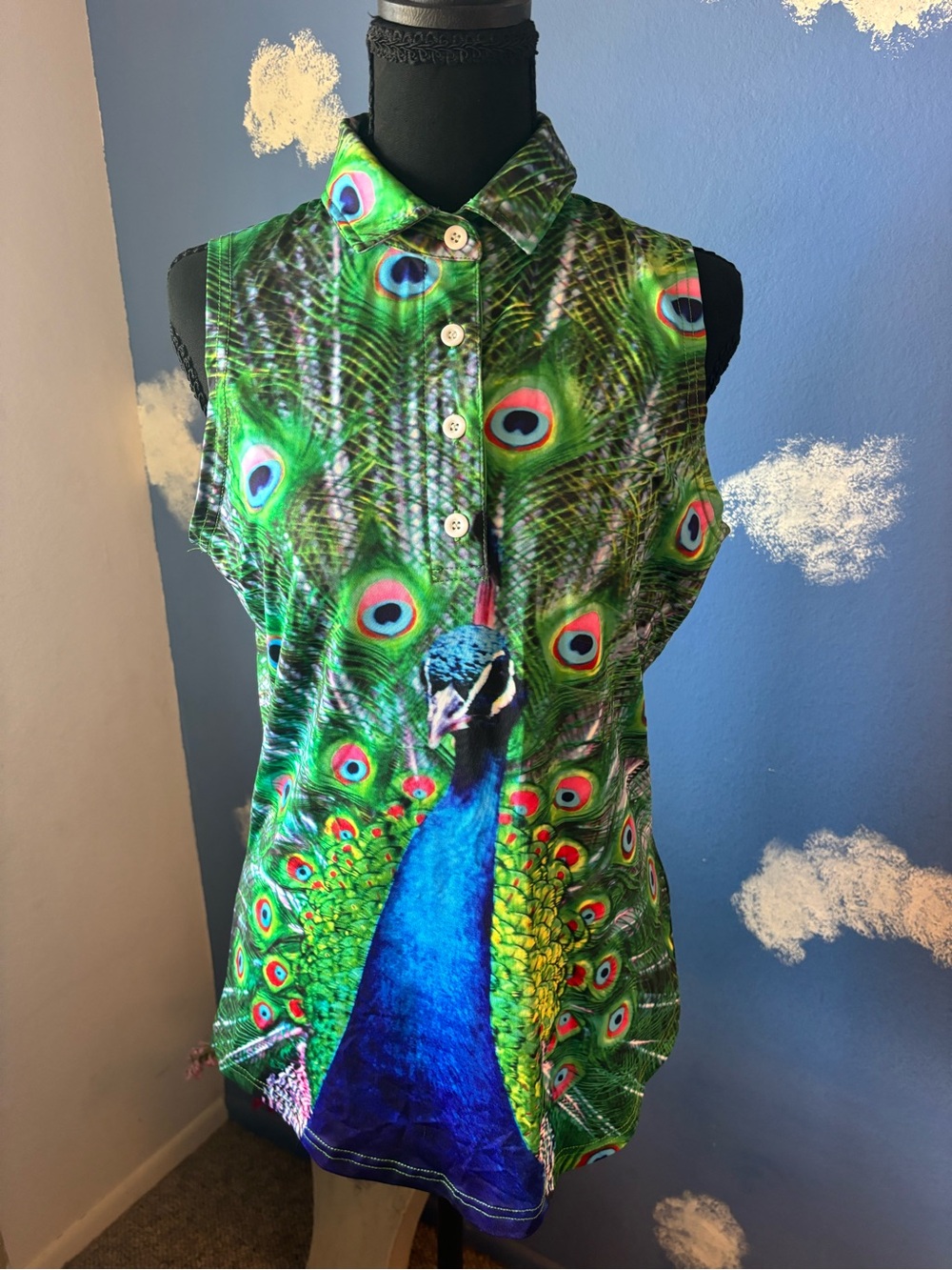 Obnoxious Golf Women’s The Peacock Tank Polo, Size Small, Like New